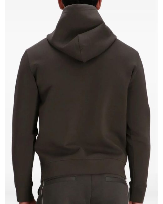 Emporio Armani Brown Logo-Plaque Hoodie for men