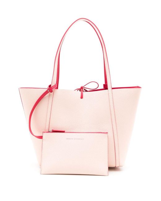 Armani Exchange Logo-patch Reversible Tote Bag in Pink | Lyst