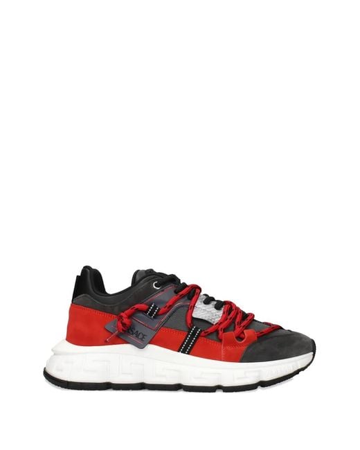 Versace Red Greca-Pattern Chunky Sneakers for men