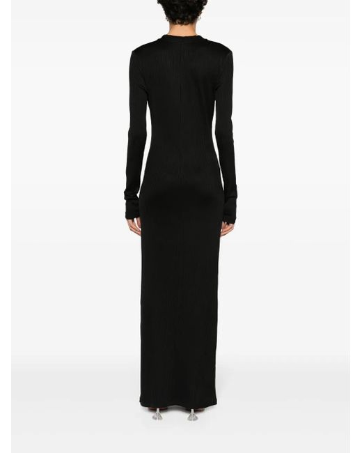 Area Black Fine-Ribbed Maxi Dress
