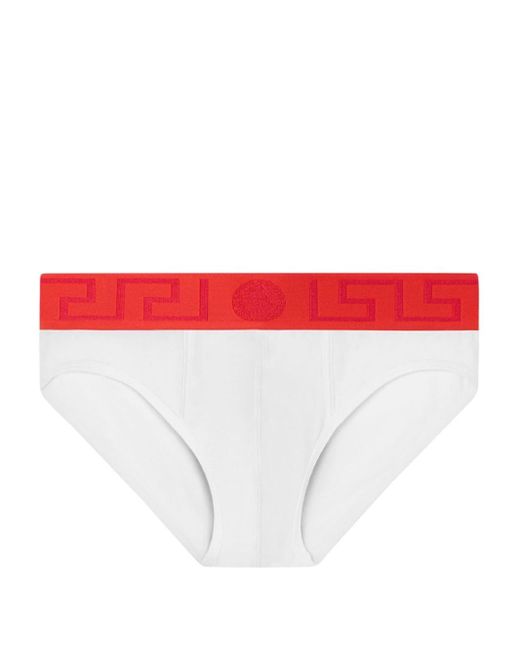 Versace Red Greca Border Logo-waistband Briefs for men