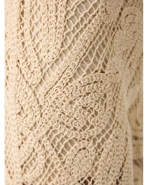 Benetton Natural Crochet-Knit Wide-Leg Trousers