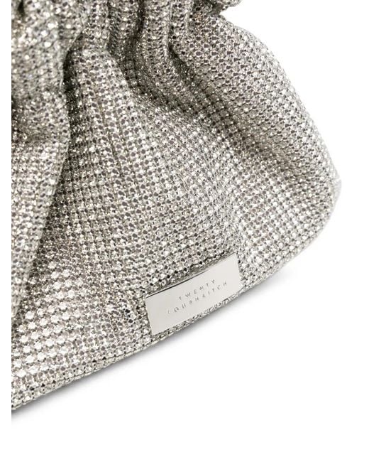 Twentyfourhaitch Black Angel Aura Crystal-Embellished Ruched Tote Bag