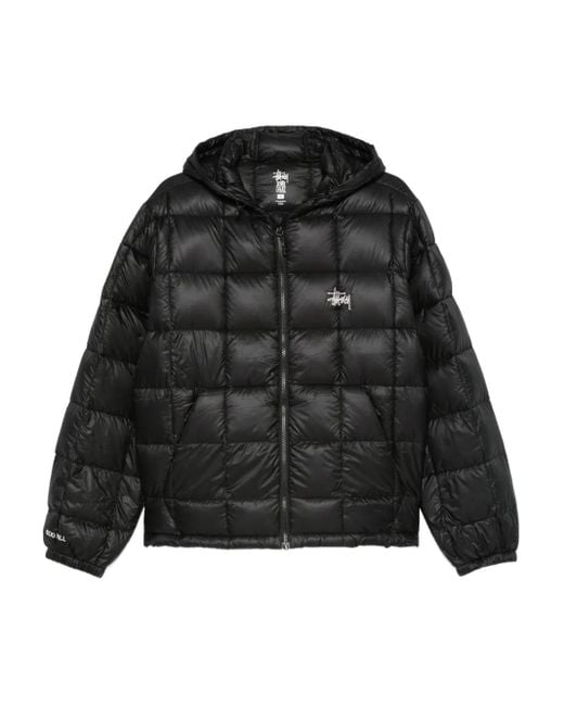 Stussy Black Midweight Hooded Puffer Jacket for men