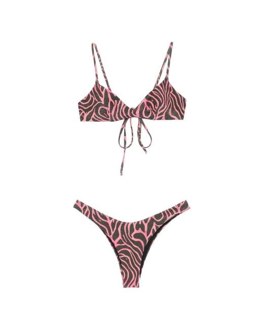 MATINEÉ Pink Zebra-Print Glitter Bikini