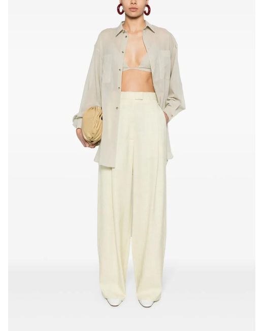 Philosophy Di Lorenzo Serafini Natural Chambray Pleated Straight Trousers