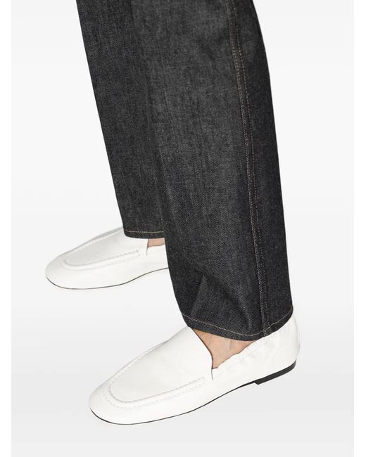 Odissi White Leather Loafers