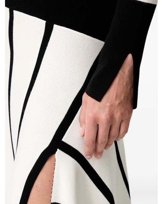 Patrizia Pepe White Striped Open-Back Midi Dress