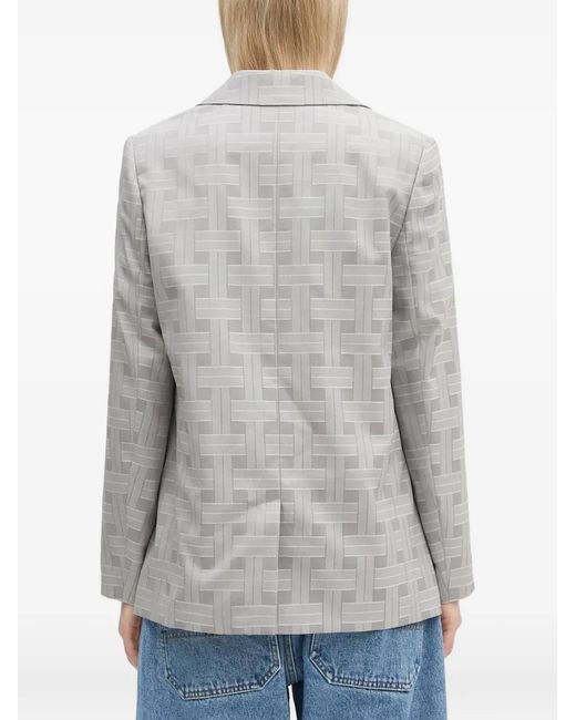 KENZO Gray Patterned Double-Breasted Blazer