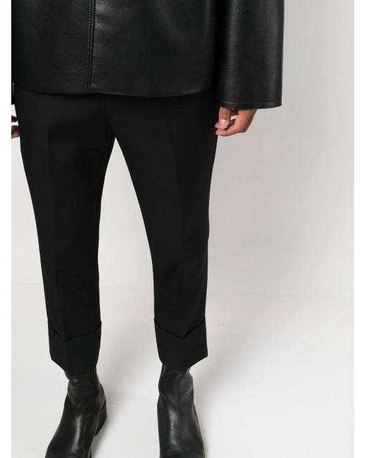 SAPIO Black Cropped Wool Trousers for men