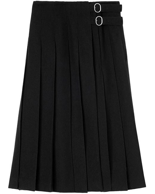 Jil Sander Black High-Waist Pleated Midi Skirt