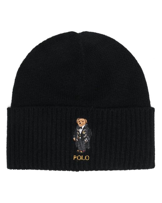 Polo Ralph Lauren Black Holiday Bear Wool Beanie for men