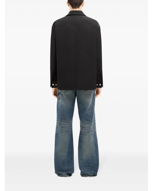 Courreges Black Oversized Shirt With Pocket And Logo Plaque for men
