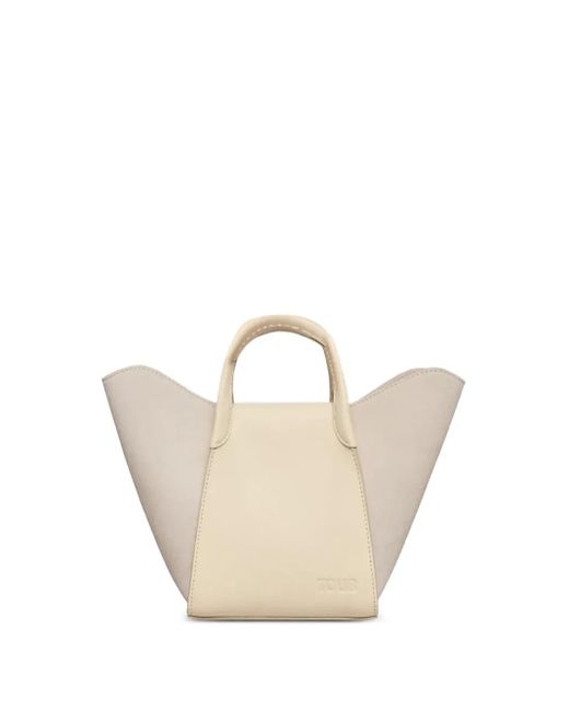 Tous Tulip スエードパネル ハンドバッグ Natural