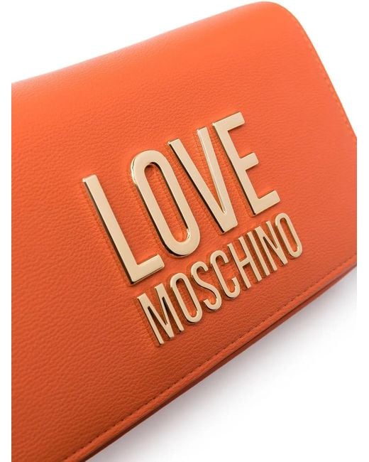 Love Moschino Orange Logo-Plaque Crossbody Bag
