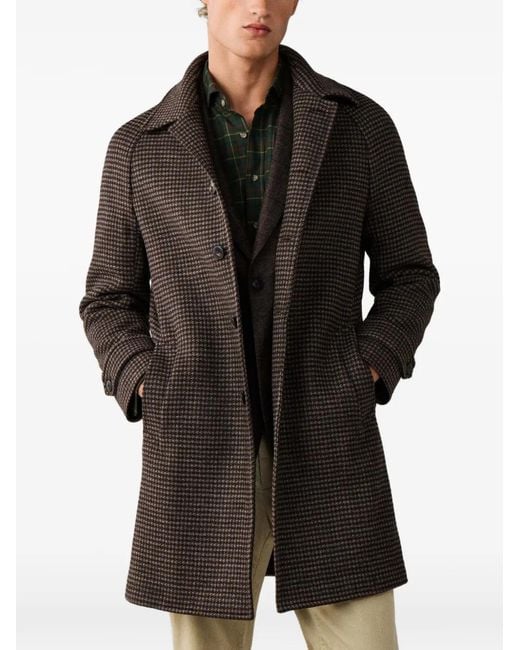 Hackett Brown Houndstooth-Pattern Coat for men
