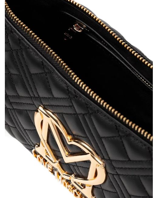 Love Moschino Black Quilted Logo Cross-Body Bag