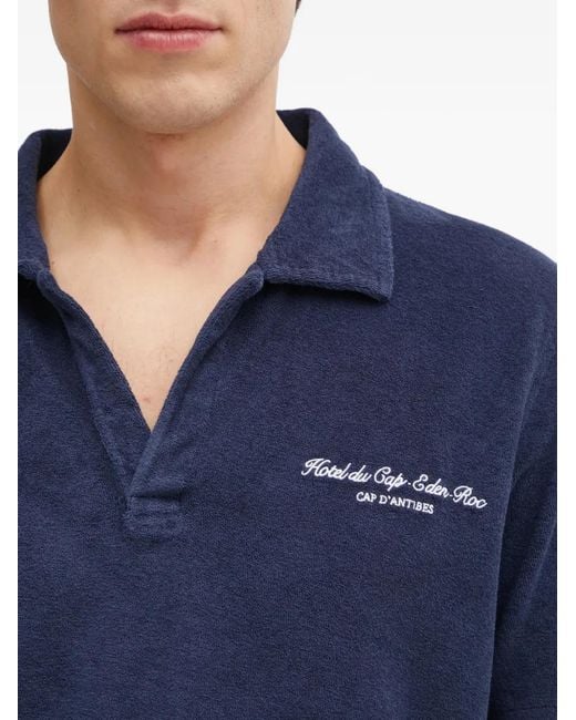 Sporty & Rich Blue Hotel Eden Roc Short-Sleeve Polo Shirt for men
