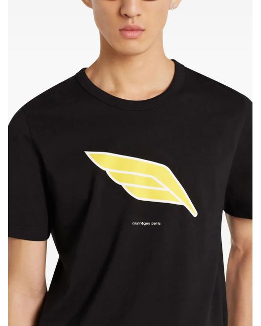 Courreges Black Wing-Print T-Shirt for men