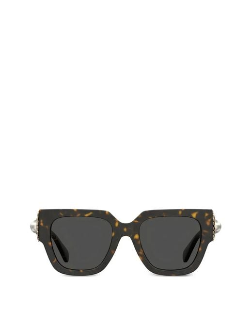 Moschino Gray Tortoiseshell-Effect Square-Frame Sunglasses