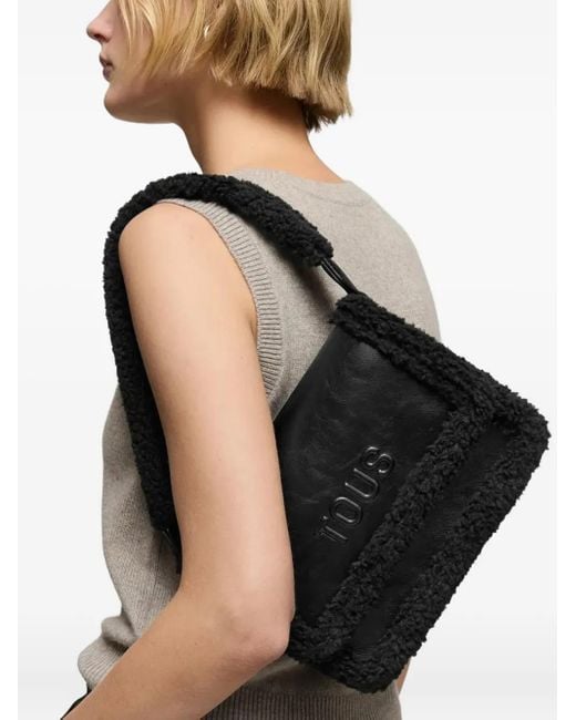 Tous ロゴエンボス ショルダーバッグ Black