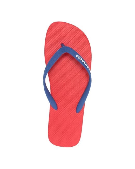 DSquared² Red Logo Flip Flops for men