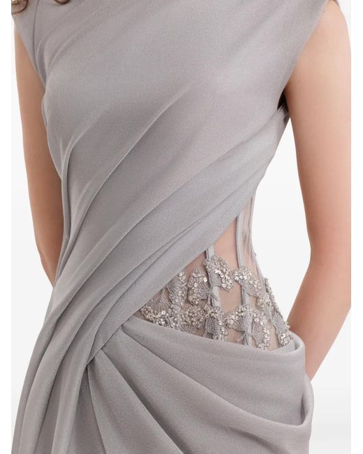 Gemy Maalouf Women's White Draped High-Neck Gown Gemy Maalouf Women's White Draped High-Neck Gown