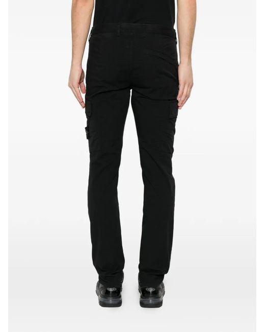 Stone Island Black Logo-Patch Cargo Pants for men