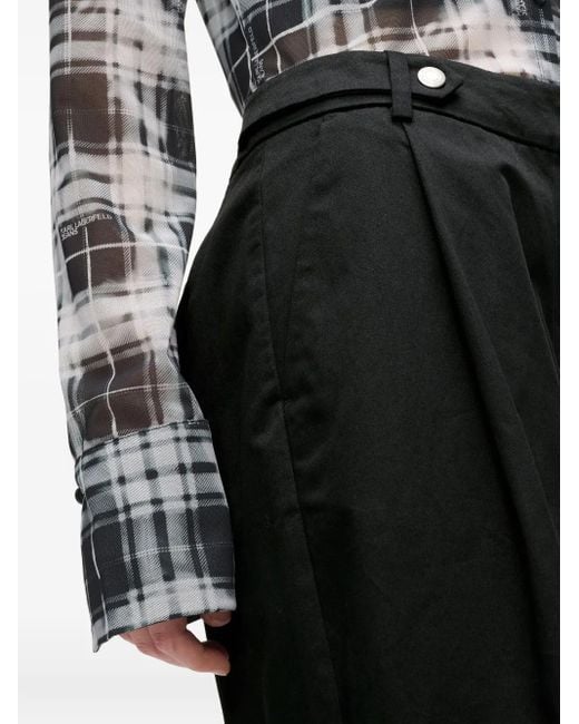 Karl Lagerfeld Black Wide-Leg Tailored Trousers