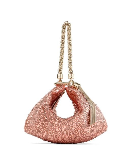 Jimmy Choo Pink Callie Grapefruit Satin Clutch Bag With Degradé Crystals