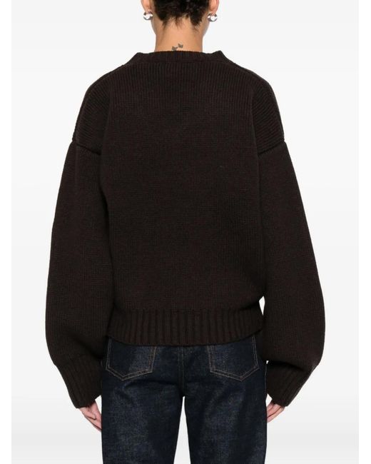 Rohe Black V-Neck Ribbed-Knit Jumper