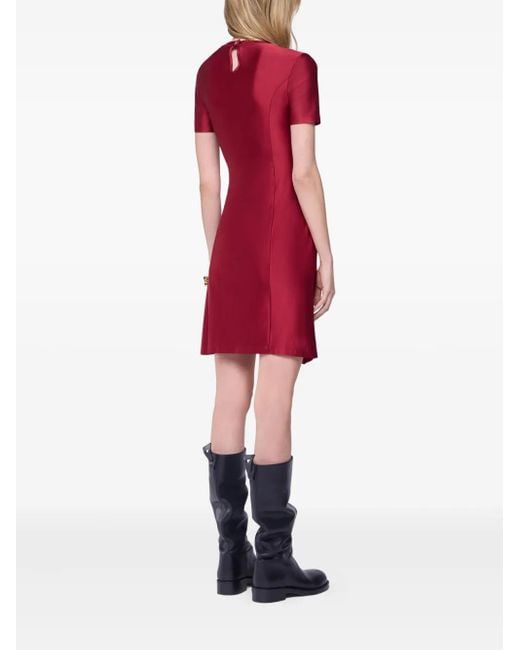 Rabanne Red Ruched Short-Sleeve Dress