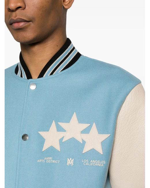 Amiri Blue Star-Patches Bomber Jacket for men