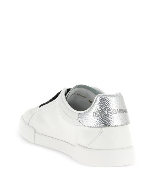 Dolce & Gabbana White Portofino Crystal-Embellished Sneakers