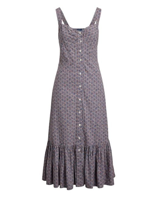 Polo Ralph Lauren Purple Floral-print Button-front Dress