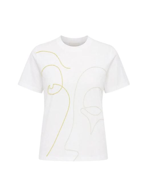 Bomboogie White Embroidered Crew-Neck T-Shirt
