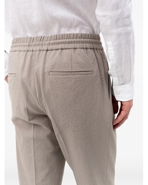 HUGO Gray Seersucker Drawstring Trousers for men
