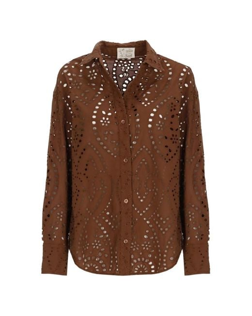 Mc2 Saint Barth Brown Cristal Broderie-Anglaise Button-Up Shirt