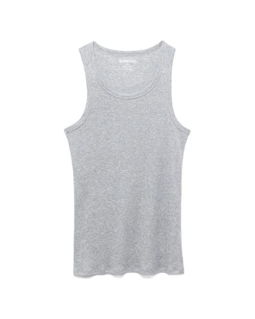 Jonathan Simkhai Gray Ribbed-Knit Scoop-Neck Tank Top