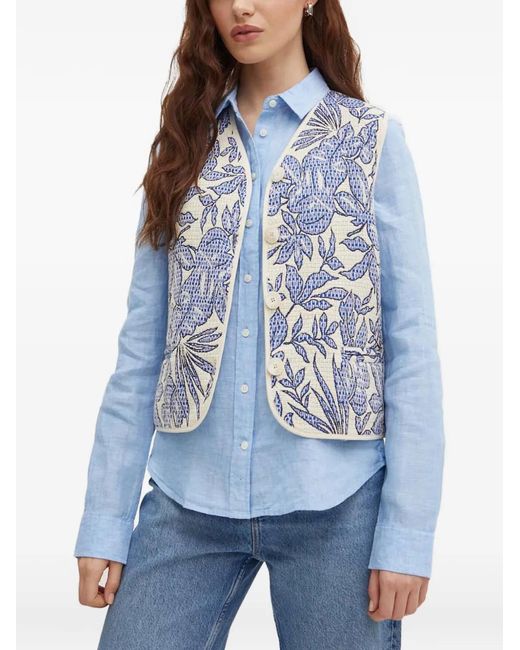 La Petite Francaise Blue Gamin Floral Print Waistcoat