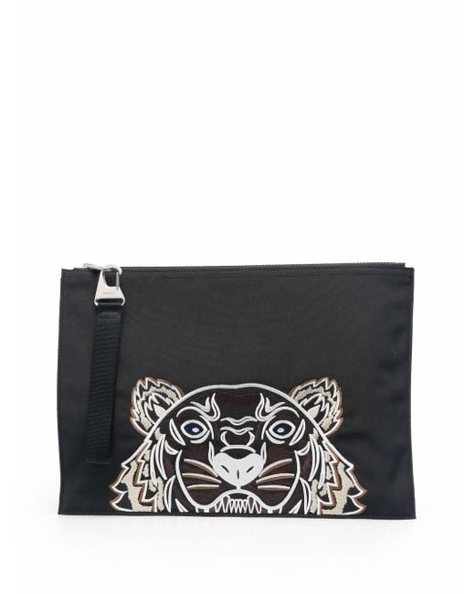 KENZO Clutch Met Tijgerprint in het Black voor heren