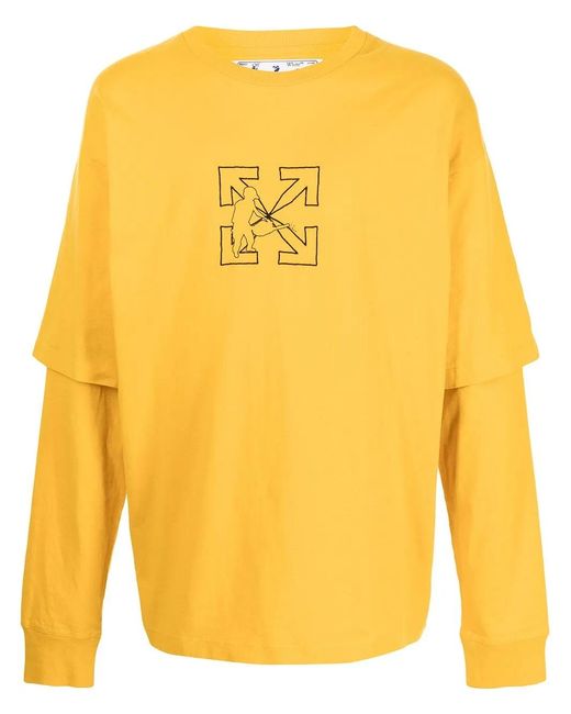 Off-White c/o Virgil Abloh Yellow Arrows Motif Layered-Look T-Shirt for men