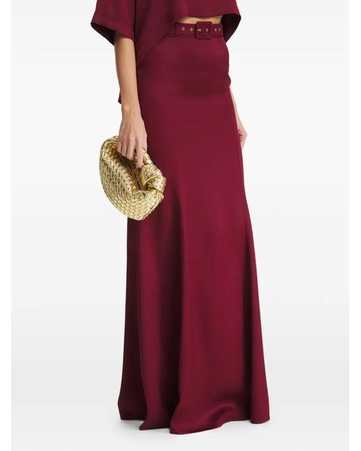 Il Volo Red Anais Belted-Waist Skirt