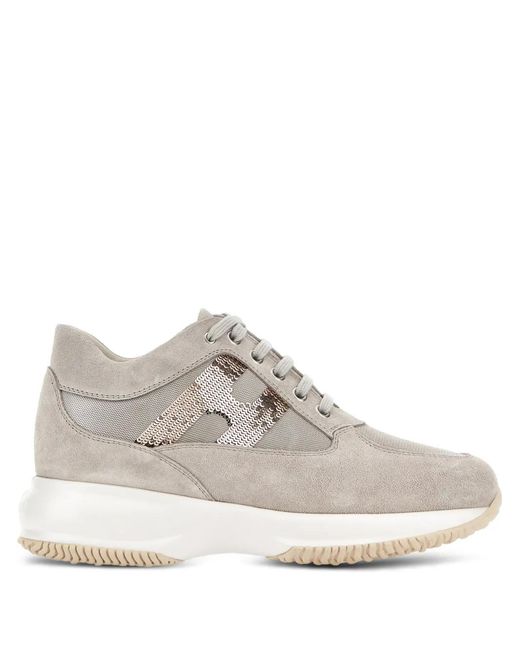Hogan White Interactive Sneakers Mit Pailletten