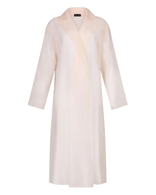 Liu Jo Pink Lightweight Long Coat With Classic Lapel
