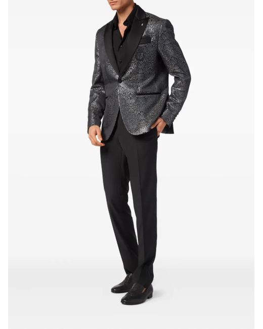 Billionaire Black Snakeskin-Jacquard Blazer for men