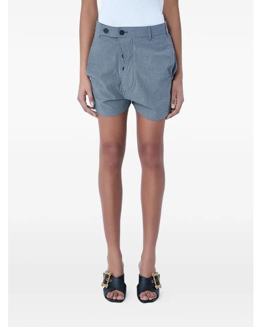 Vivienne Westwood Blue High-Waisted Checkered Shorts