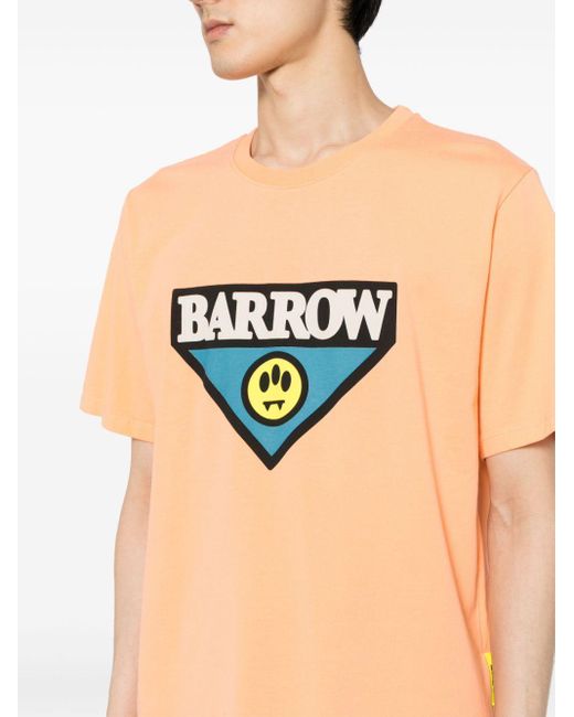 Barrow Orange Logo-print Cotton T-shirt for men