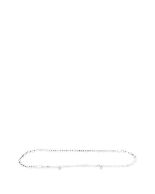 McQueen White Pearl-Embellishment Belt