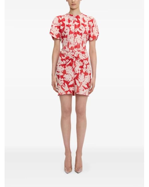 Victoria Beckham Floral-Print Gathered Mini Dress